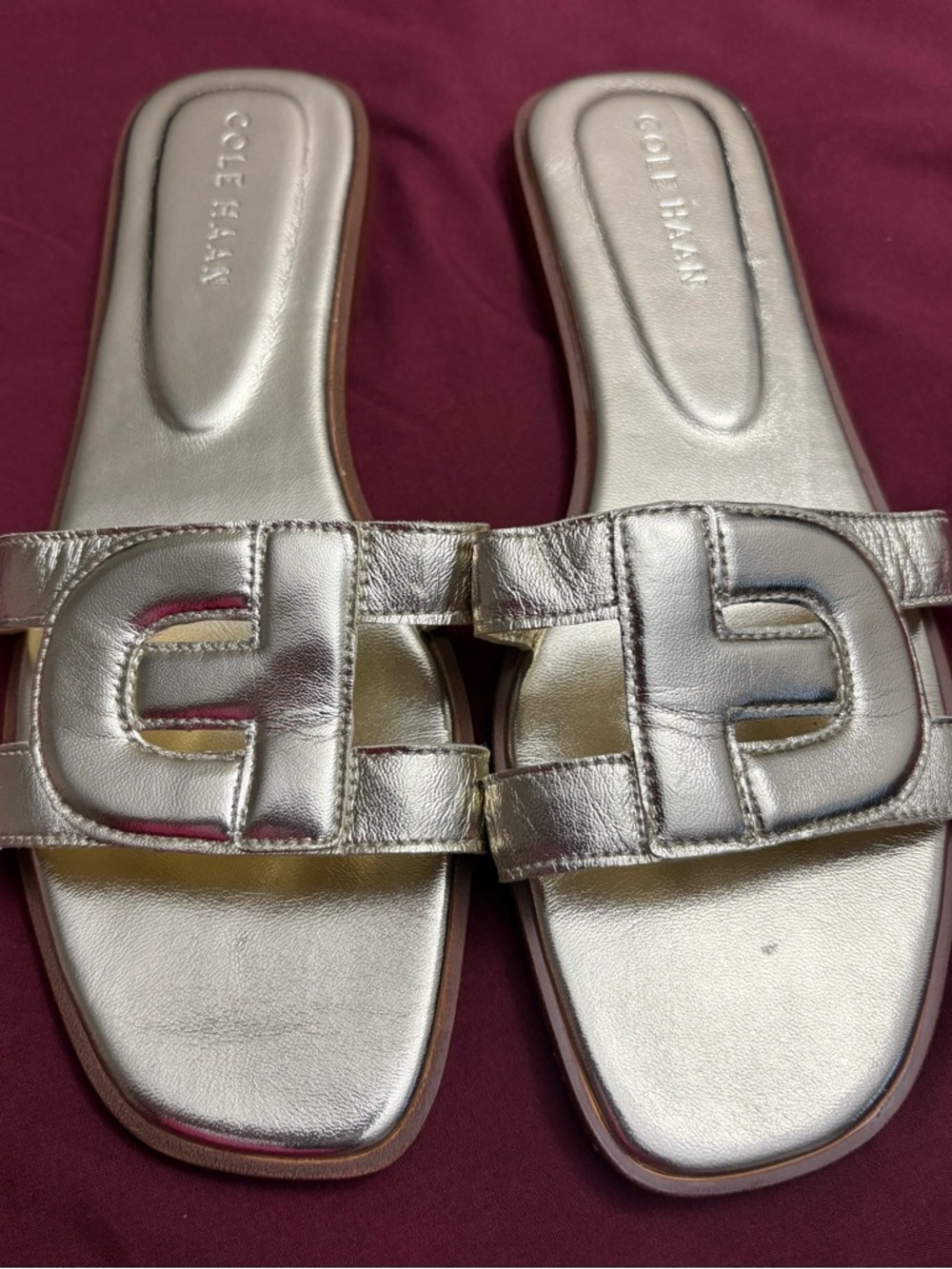 Cole Haan Gold Metallic Slide Mules - Picture 2 of 9